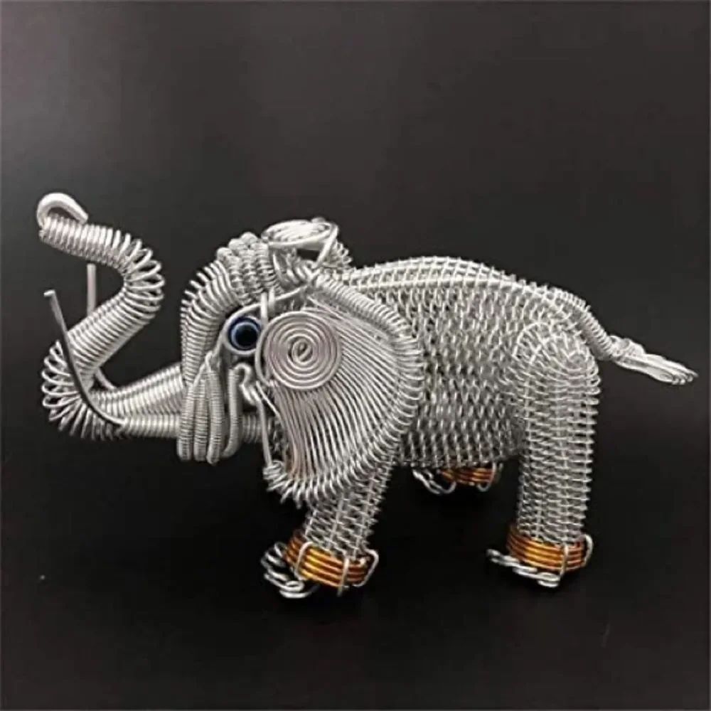 NEW Roger’s Elephant WIRE ART Silver Wire Elephant Sculpture Hand Made
